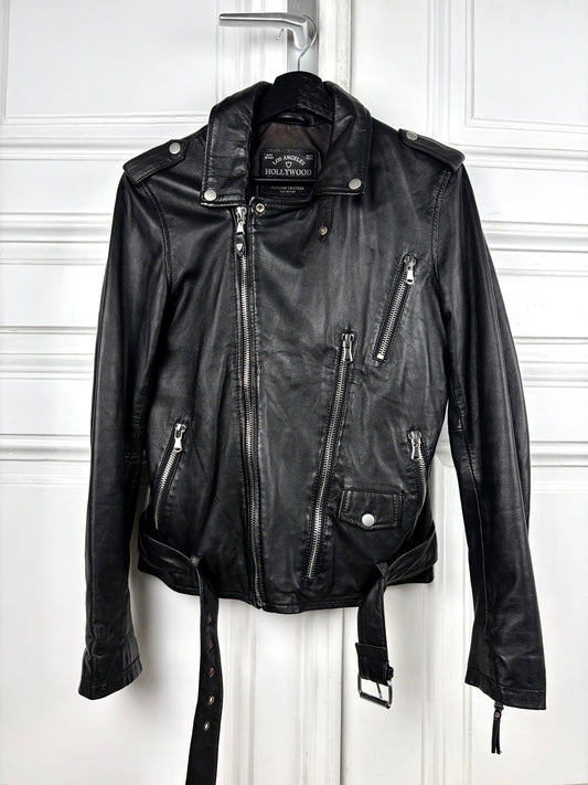 Hollywood Trading Company Leather Biker Jacket