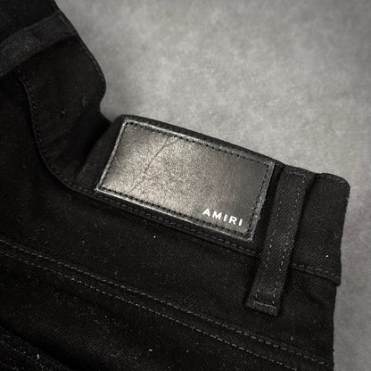 Amiri Leather Double Knee Denim