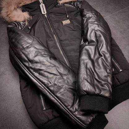 Philipp plein leather sleeve jacket