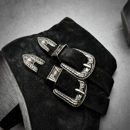 Saint Laurent Suede Buckle Boots