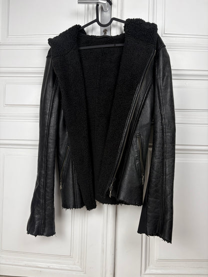 14th addiction hooded Sheep Skin leather jacket