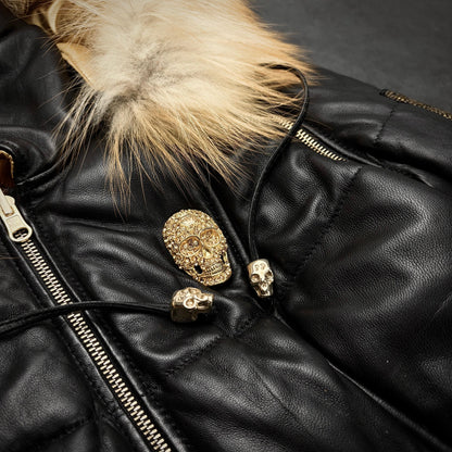 Philipp plein leather transformable puffer jacket