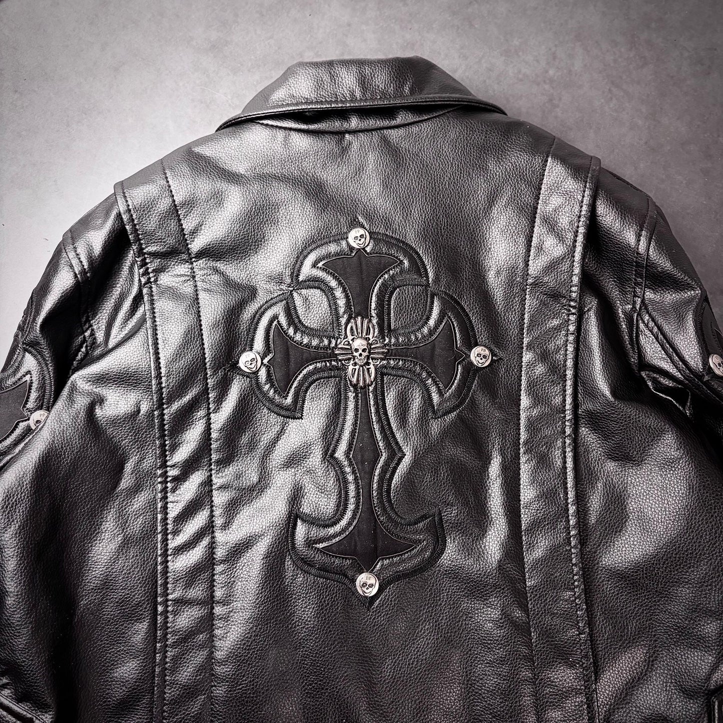 Philipp plein cross razorblade leather jacket
