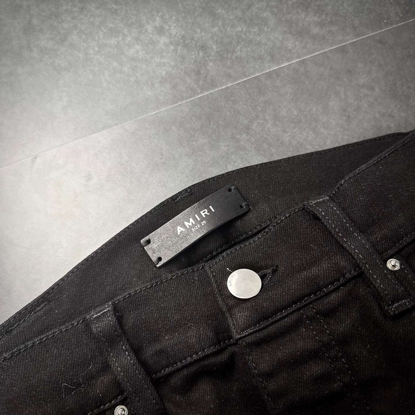 Amiri Leather Double Knee Denim