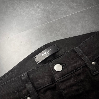 Amiri Leather Double Knee Denim