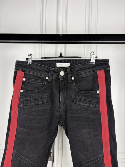 Balmain Red Stripe Biker Denim