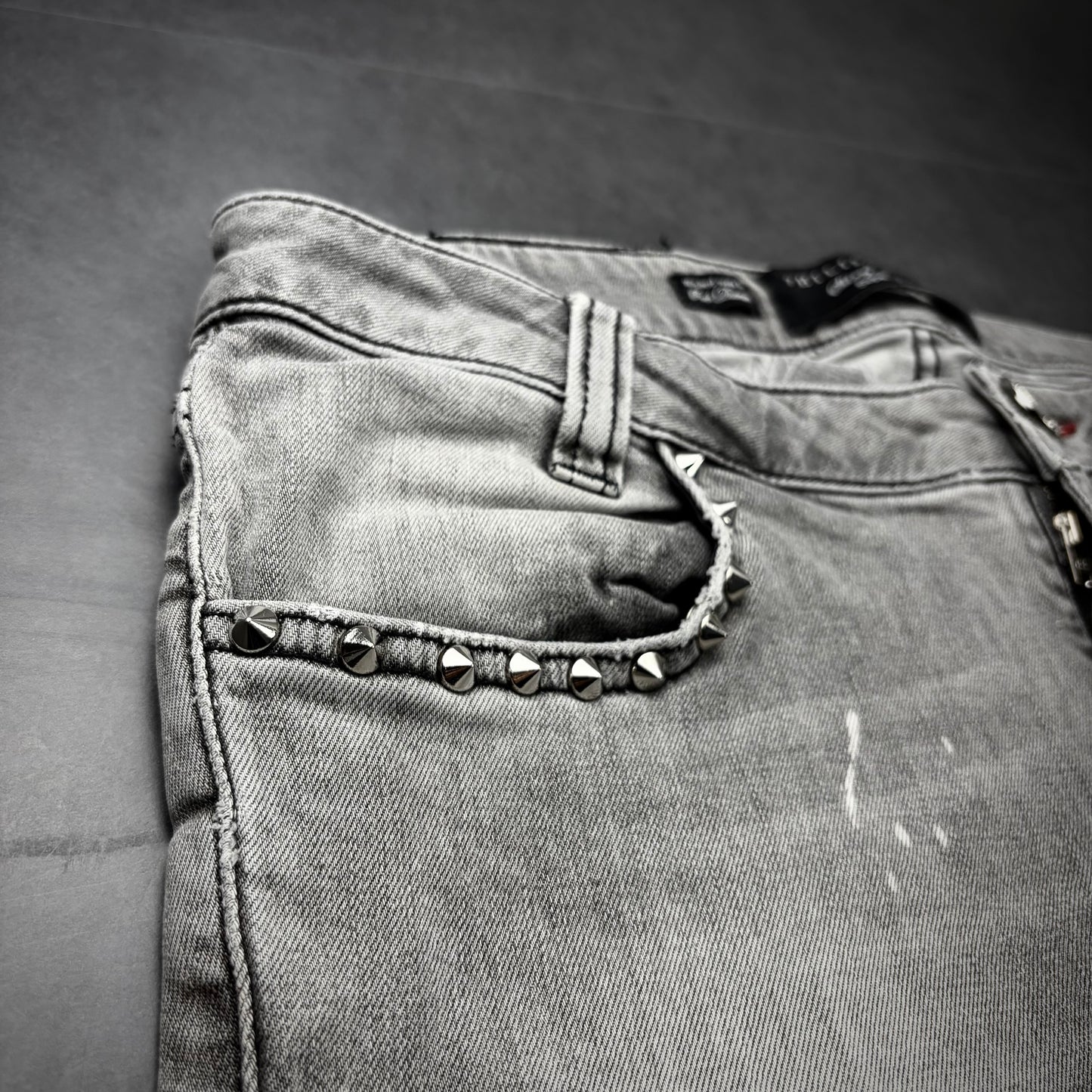 Philipp Plein Studded Zip Denim