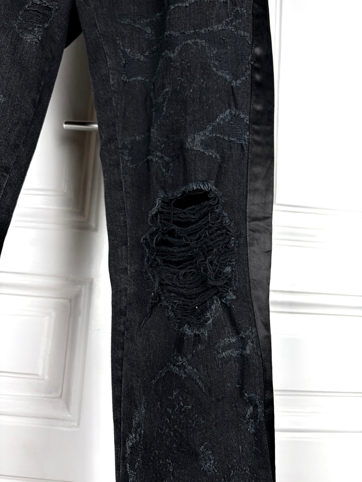 Balmain Sample Distressed Satin Denim