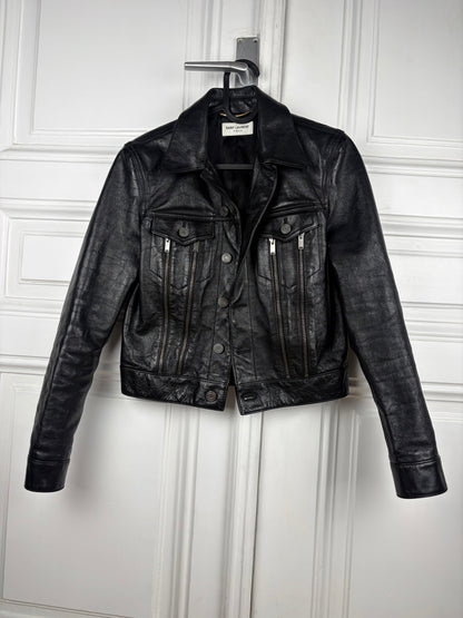 Saint Laurent Leather Zip Biker Jacket