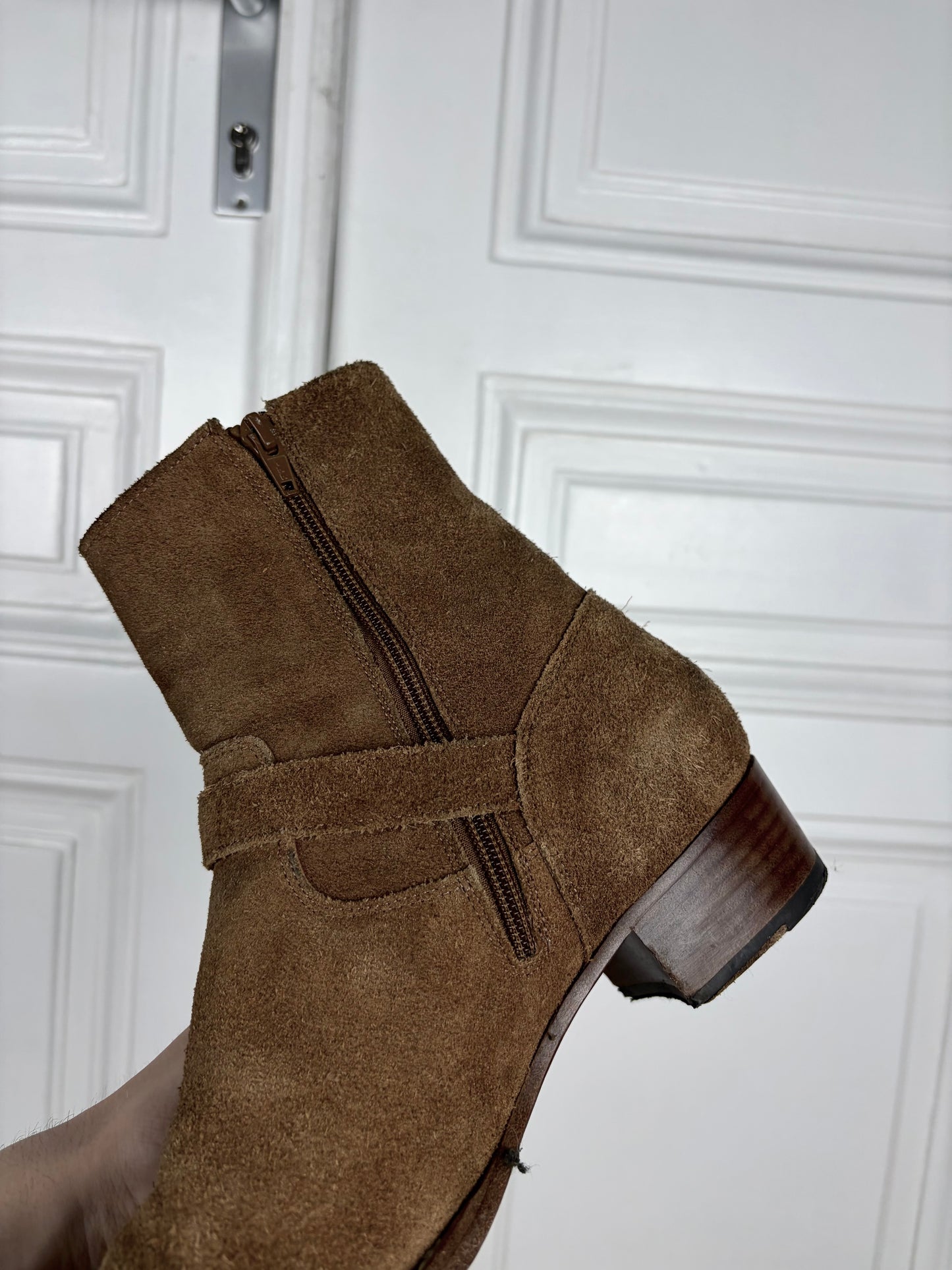 Saint Laurent Western Buckle Boots By Hedi Slimane