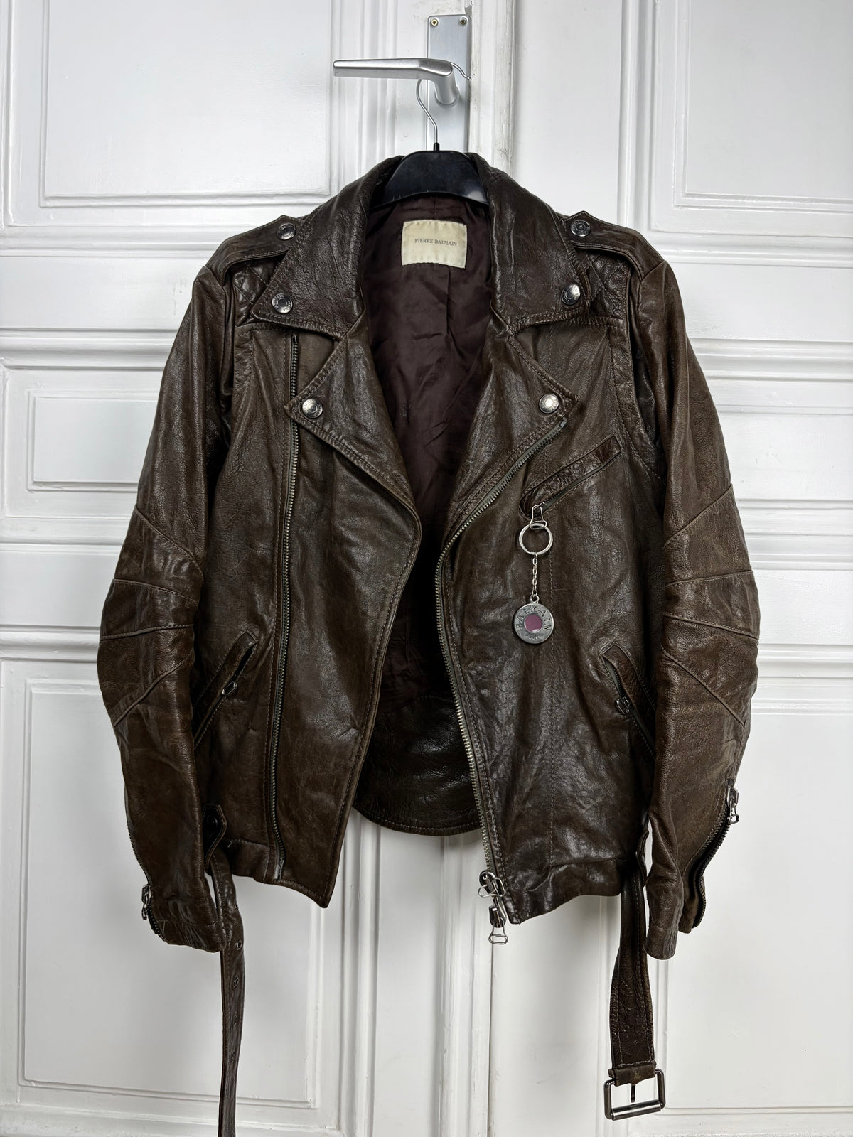 Balmain leather biker pendant jacket