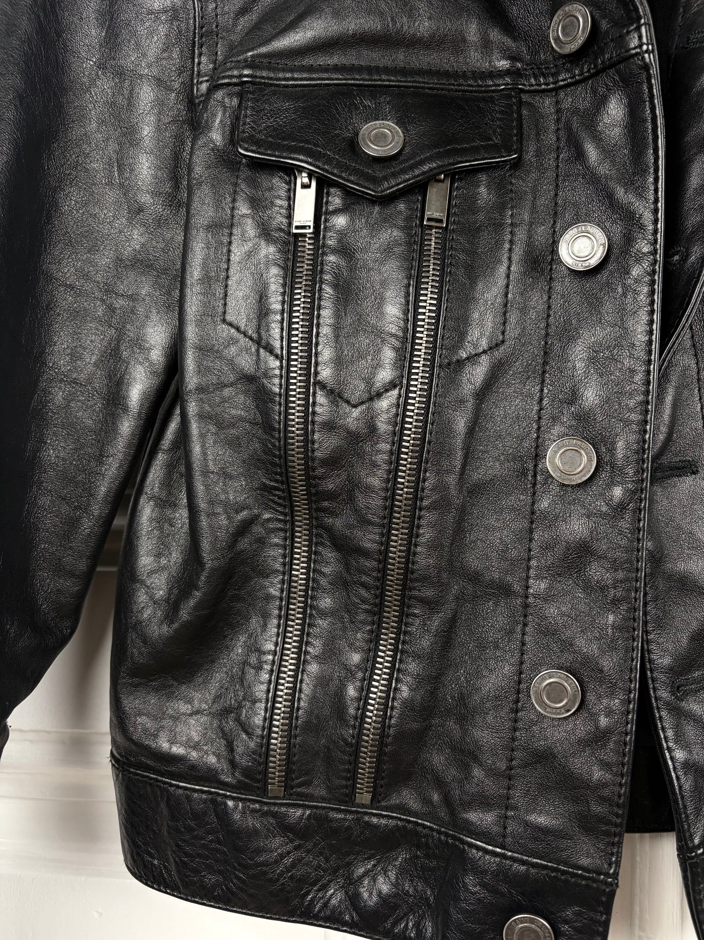 Saint Laurent Leather Zip Biker Jacket