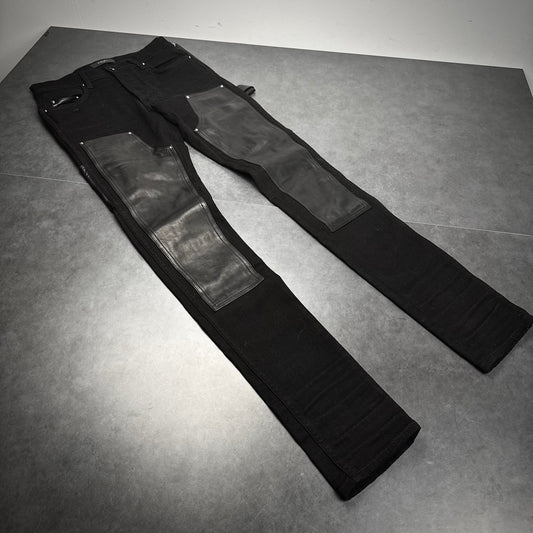 Amiri Leather Double Knee Denim