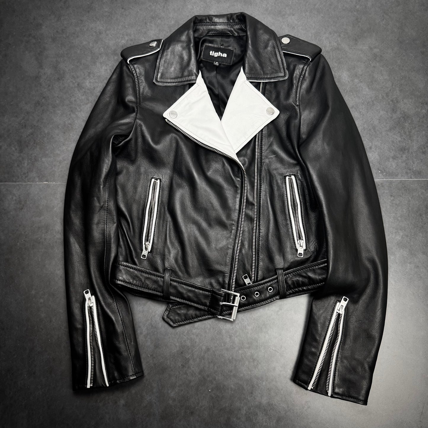 Tigha Leather Biker Jacket
