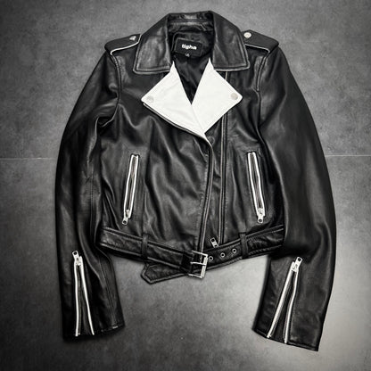Tigha Leather Biker Jacket